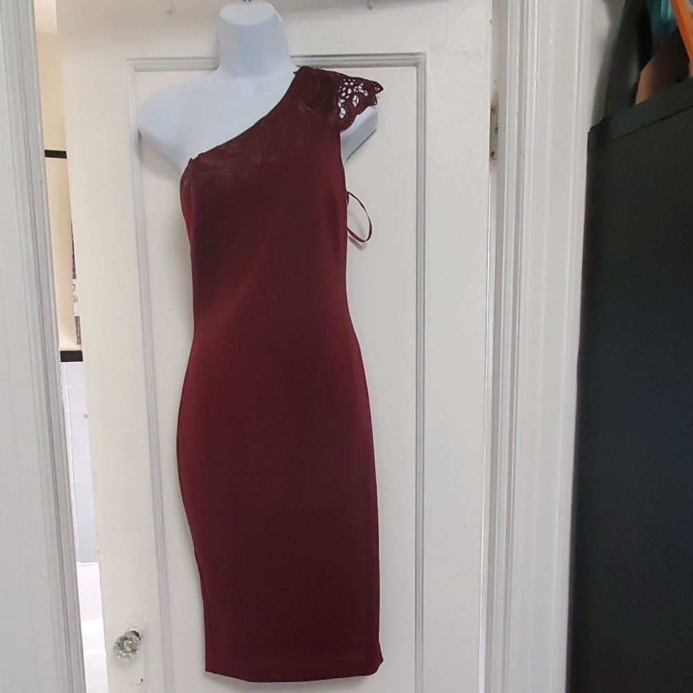 Cold shoulder, mid length dress